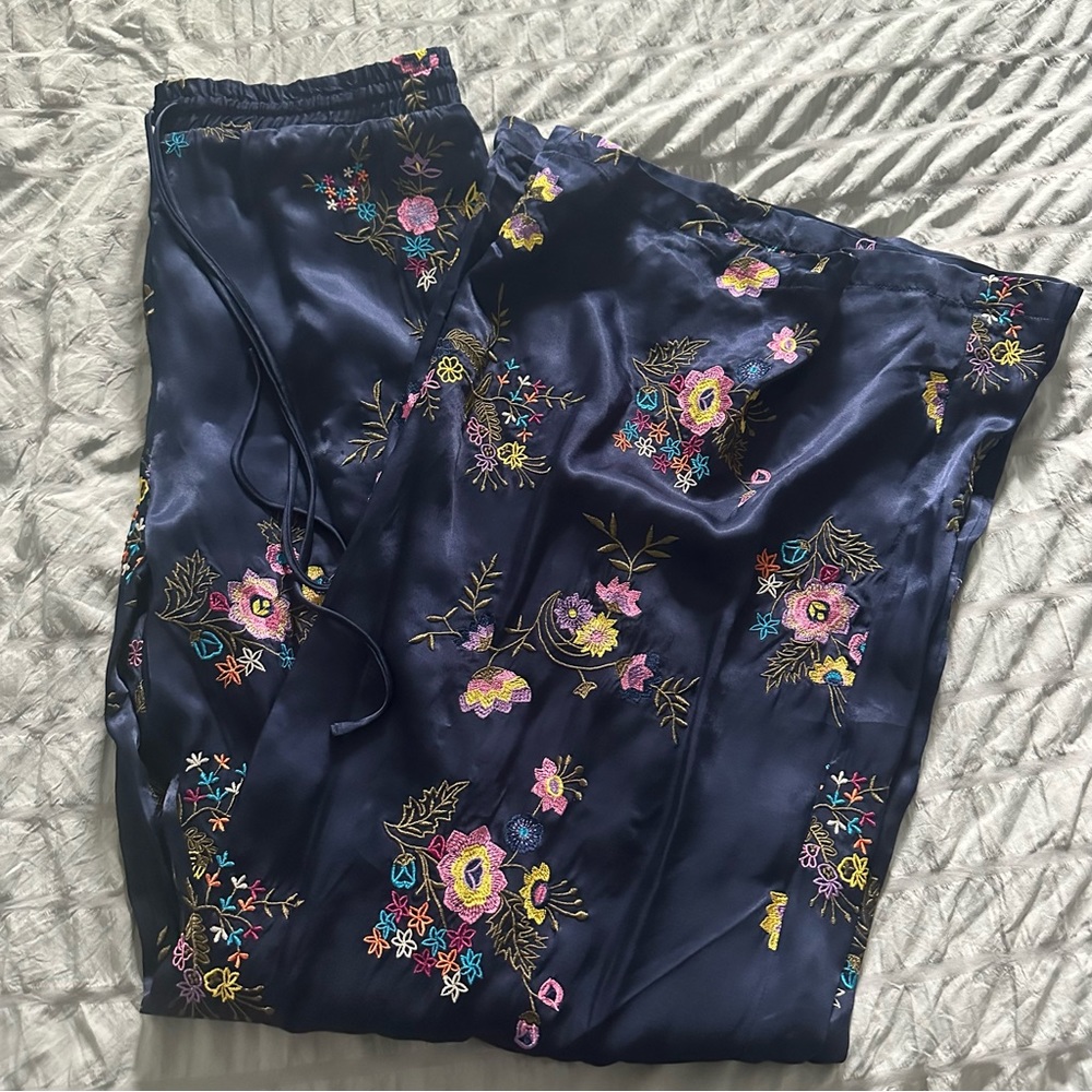 JOHNNY WAS Blue Embroidered Pant